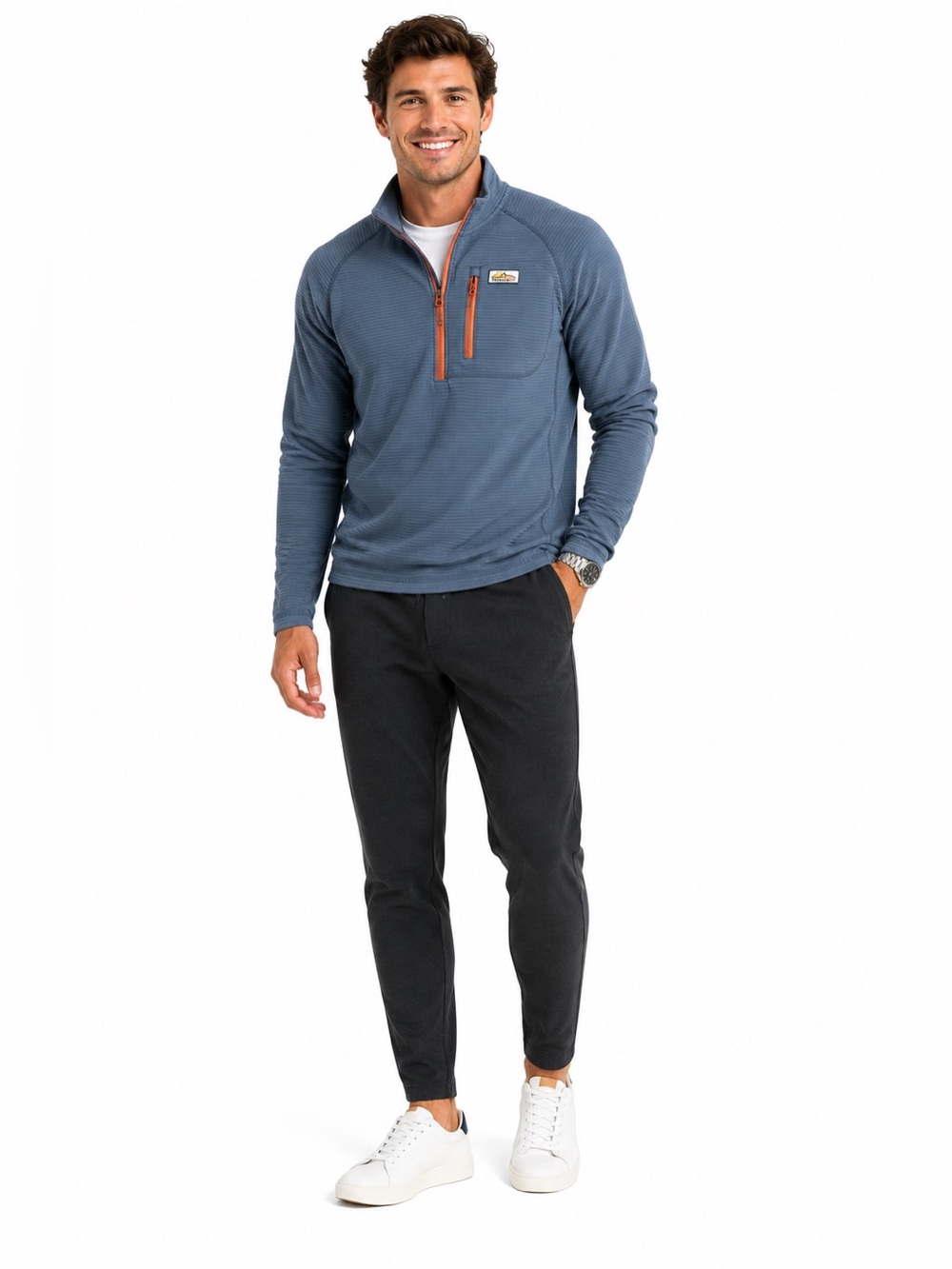 Orvis Slate Blue Jacket with Orange Trim